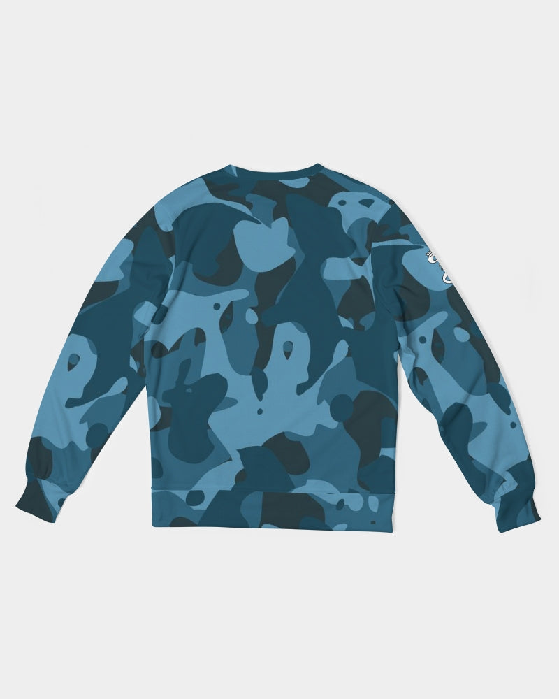 Camo blue Men's Classic French Terry Crewneck Pullover